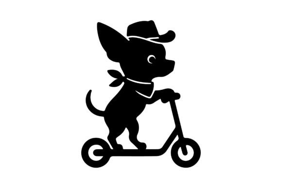 Chihuahua Cowboy Riding Scooter Clipart: A Unique Graphic Design Freebie for Branding