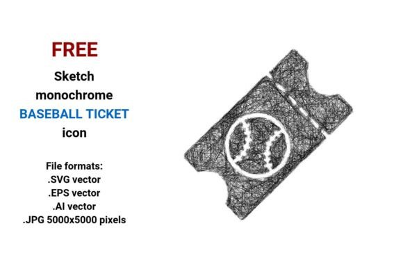 FREE Sketch Baseball Ticket Icon – A Practical Graphic Design Asset for Sellers