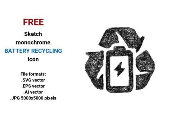 FREE Sketch Battery Recycling Icon for Creative Design Projects