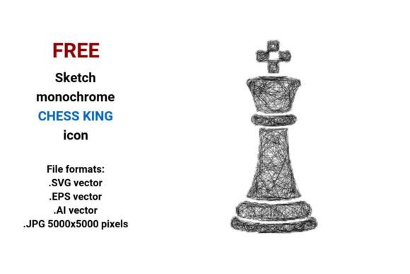 FREE Sketch Chess King Icon: A Versatile Graphic for Creative Sellers