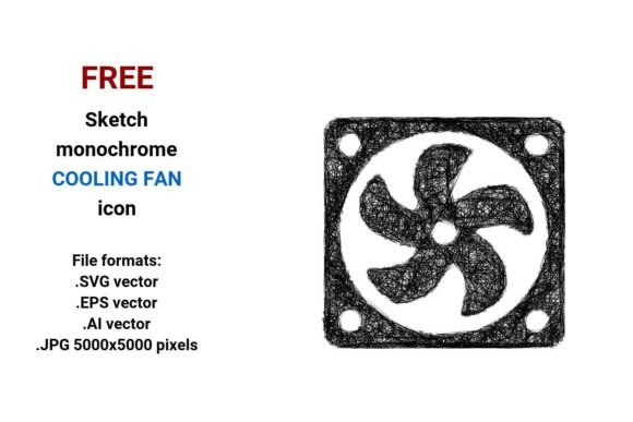 FREE Sketch Cooling Fan Icon: A Graphic Design Asset for Crafters