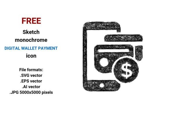 FREE Sketch Digital Wallet Payment Icon – A Versatile Design Asset for Marketers
