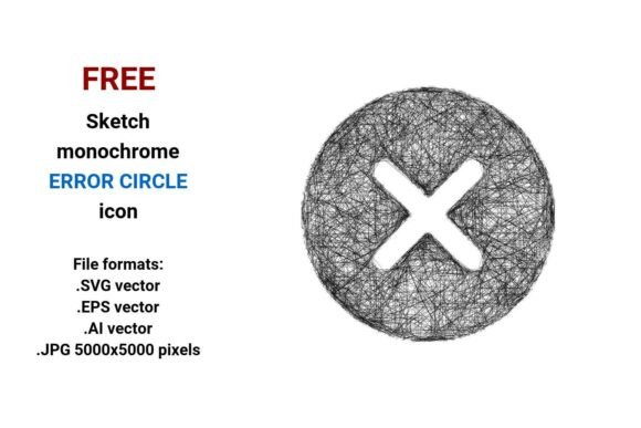FREE Sketch Error Circle Icon for Blog and Web Design Projects