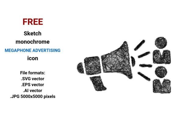 FREE Sketch Megaphone Advertising Icon for Graphics and Freebies