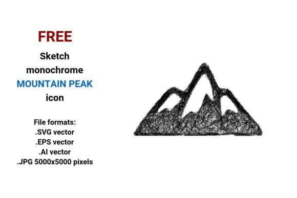 FREE Sketch Mountain Peak Icon: A Versatile Graphic for Bloggers and Content Creators