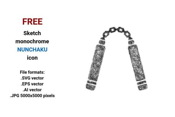 FREE Sketch Nunchaku Icon for Local Business Graphics and Branding