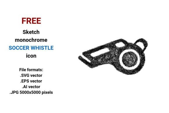 FREE Sketch Soccer Whistle Icon Review for Embroidery Projects