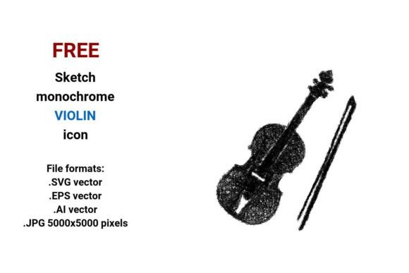 FREE Sketch Violin Icon: A Versatile Graphic Design Asset for Content Creators