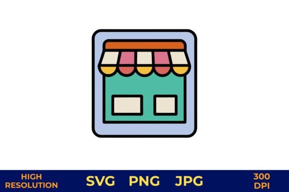 Shop Icon with Striped Awning Design – A Vibrant Freebie for Modern Branding